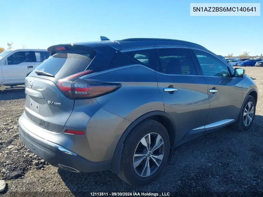 2021 Nissan Murano VIN: 5N1AZ2BS6MC140641 Lot: 12113511