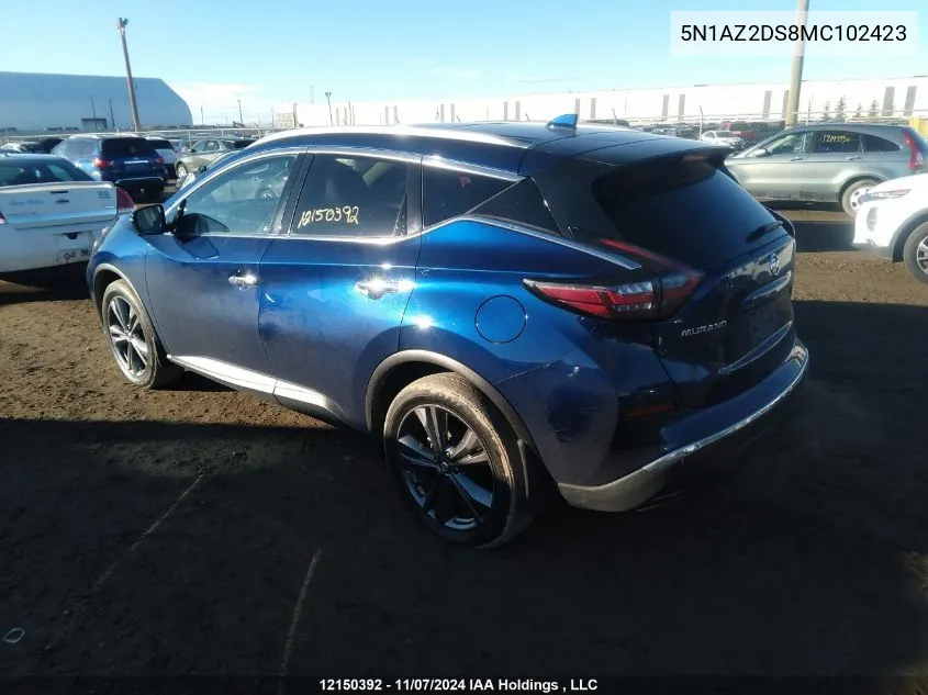 2021 Nissan Murano VIN: 5N1AZ2DS8MC102423 Lot: 12150392