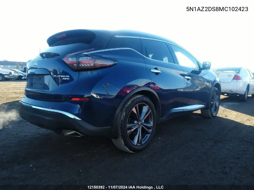 2021 Nissan Murano VIN: 5N1AZ2DS8MC102423 Lot: 12150392