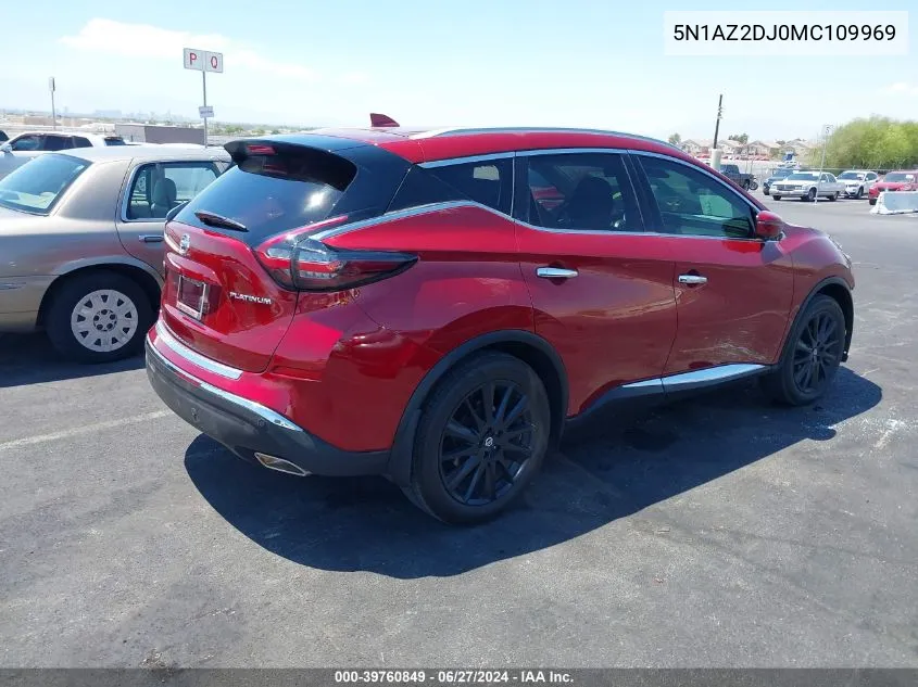 5N1AZ2DJ0MC109969 2021 Nissan Murano Platinum Fwd