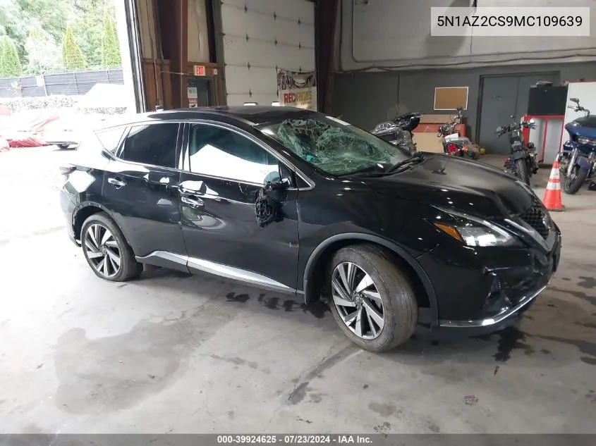 2021 Nissan Murano Sl Intelligent Awd VIN: 5N1AZ2CS9MC109639 Lot: 39924625