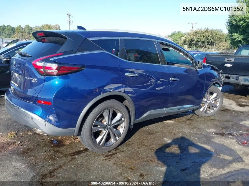 5N1AZ2DS6MC101352 2021 Nissan Murano Platinum Intelligent Awd