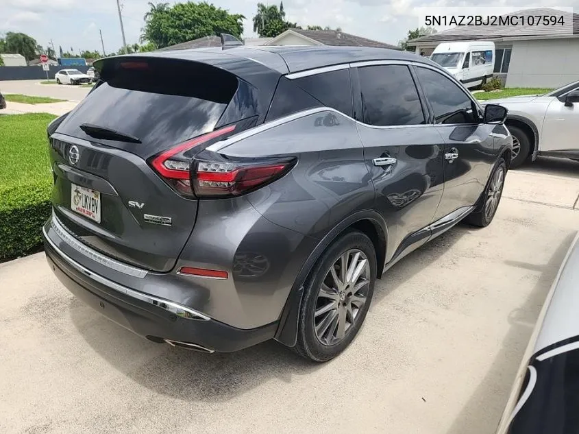 5N1AZ2BJ2MC107594 2021 Nissan Murano Sv