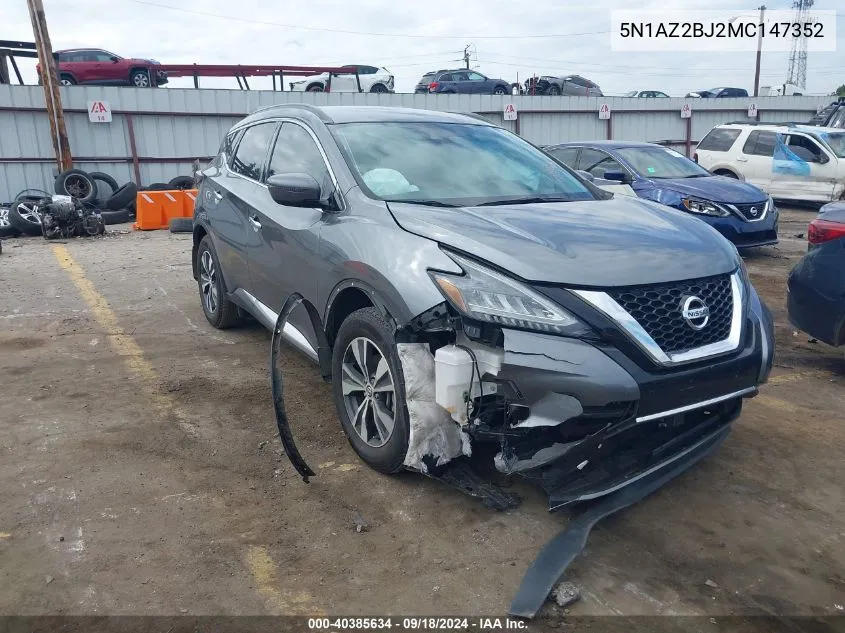 2021 Nissan Murano Sv VIN: 5N1AZ2BJ2MC147352 Lot: 40385634