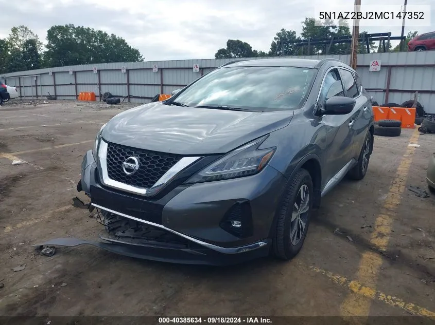 2021 Nissan Murano Sv VIN: 5N1AZ2BJ2MC147352 Lot: 40385634