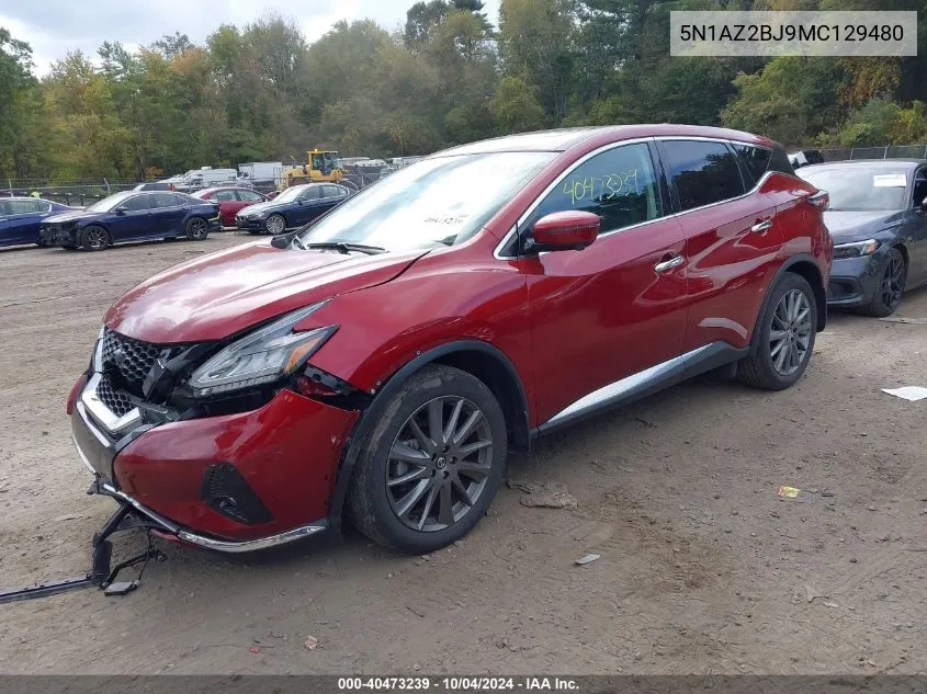 2021 Nissan Murano Sv Fwd VIN: 5N1AZ2BJ9MC129480 Lot: 40473239