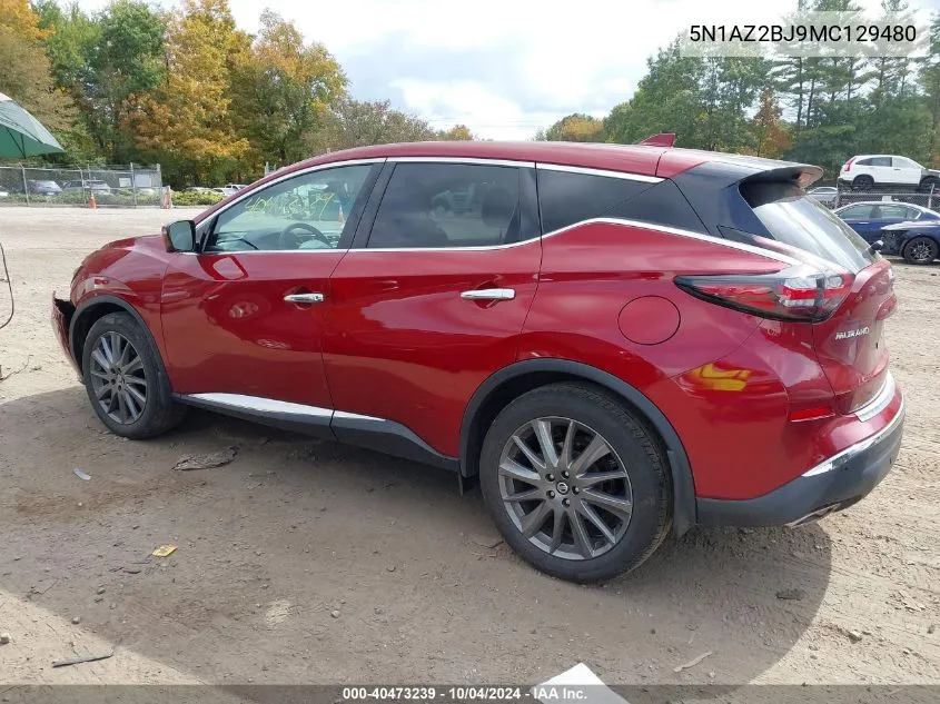 2021 Nissan Murano Sv Fwd VIN: 5N1AZ2BJ9MC129480 Lot: 40473239