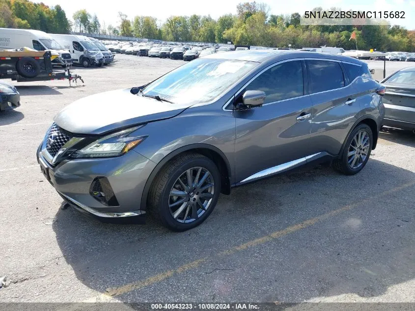 2021 Nissan Murano Sv Intelligent Awd VIN: 5N1AZ2BS5MC115682 Lot: 40543233