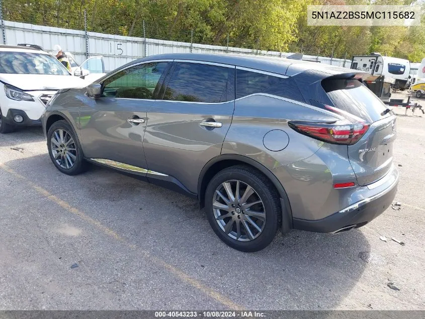 2021 Nissan Murano Sv Intelligent Awd VIN: 5N1AZ2BS5MC115682 Lot: 40543233