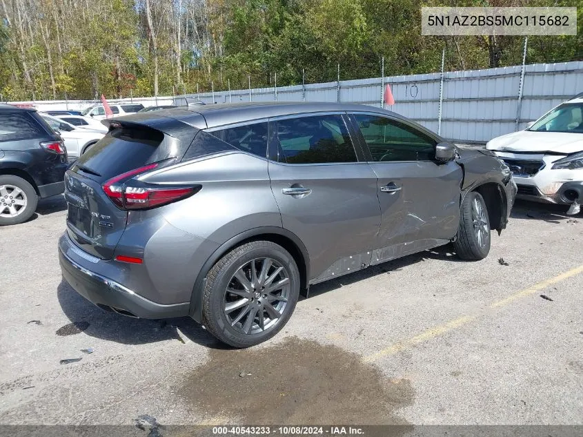 2021 Nissan Murano Sv Intelligent Awd VIN: 5N1AZ2BS5MC115682 Lot: 40543233