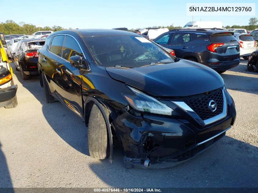 2021 Nissan Murano Sv Fwd VIN: 5N1AZ2BJ4MC129760 Lot: 40576446