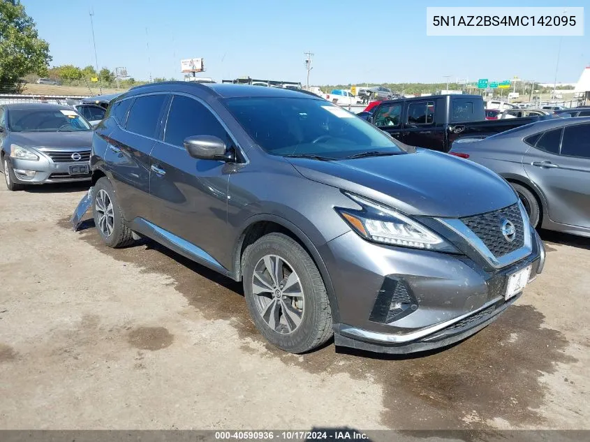 2021 Nissan Murano Sv Intelligent Awd VIN: 5N1AZ2BS4MC142095 Lot: 40590936