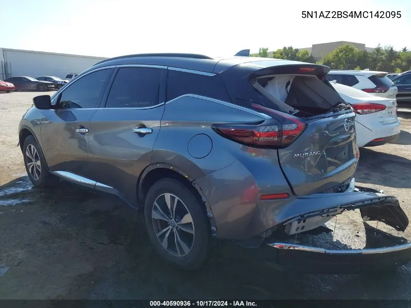 2021 Nissan Murano Sv Intelligent Awd VIN: 5N1AZ2BS4MC142095 Lot: 40590936