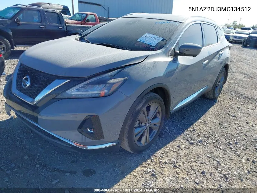 2021 Nissan Murano Platinum VIN: 5N1AZ2DJ3MC134512 Lot: 40604762