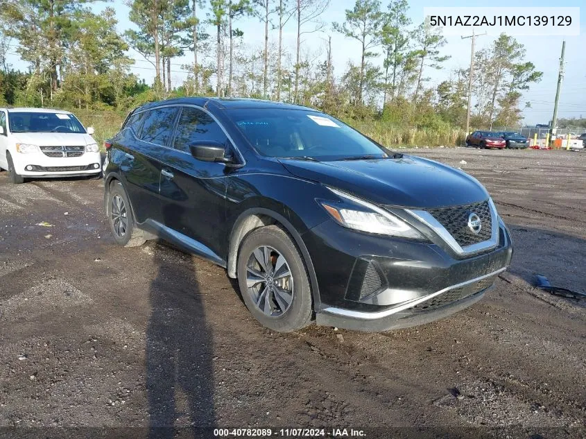 2021 Nissan Murano S Fwd VIN: 5N1AZ2AJ1MC139129 Lot: 40782089