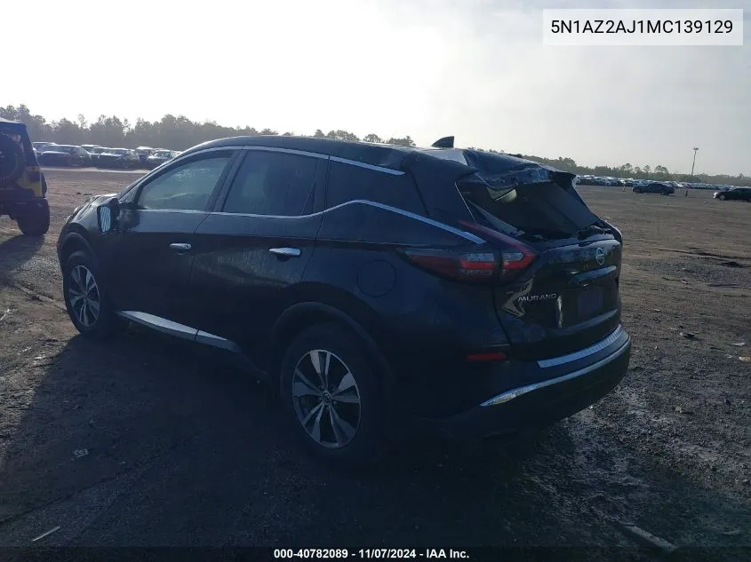 2021 Nissan Murano S Fwd VIN: 5N1AZ2AJ1MC139129 Lot: 40782089