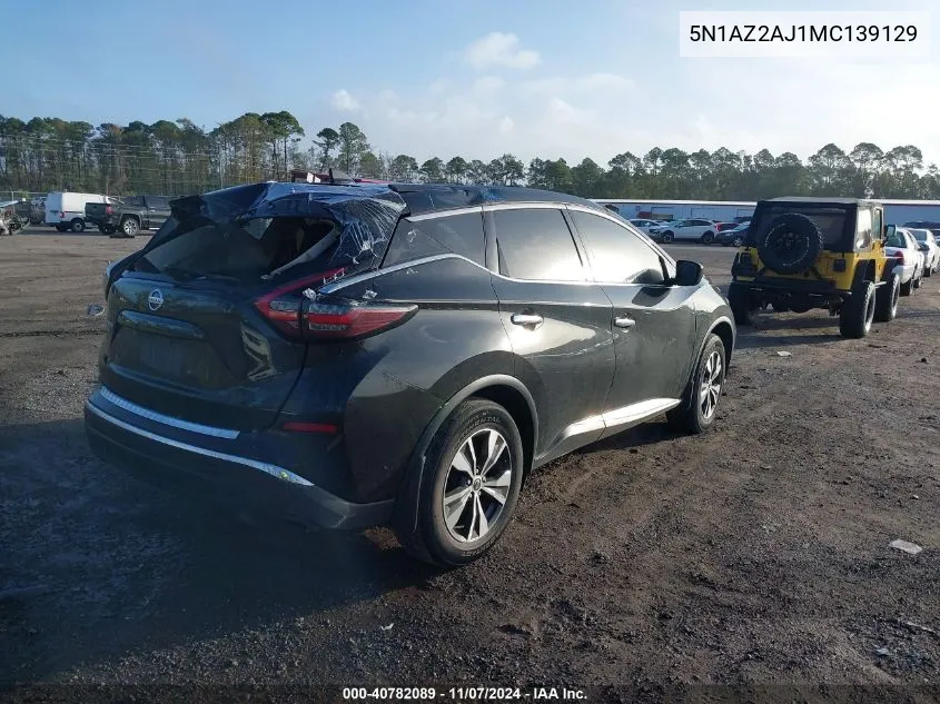 2021 Nissan Murano S Fwd VIN: 5N1AZ2AJ1MC139129 Lot: 40782089