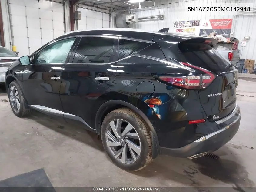 2021 Nissan Murano Sl Intelligent Awd VIN: 5N1AZ2CS0MC142948 Lot: 40787353