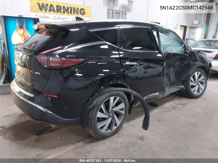 2021 Nissan Murano Sl Intelligent Awd VIN: 5N1AZ2CS0MC142948 Lot: 40787353