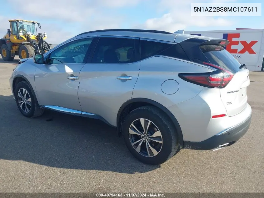 2021 Nissan Murano Sv Intelligent Awd VIN: 5N1AZ2BS8MC107611 Lot: 40794163