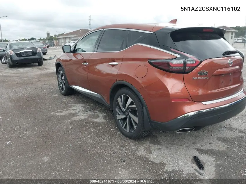 5N1AZ2CSXNC116102 2022 Nissan Murano Sl Intelligent Awd