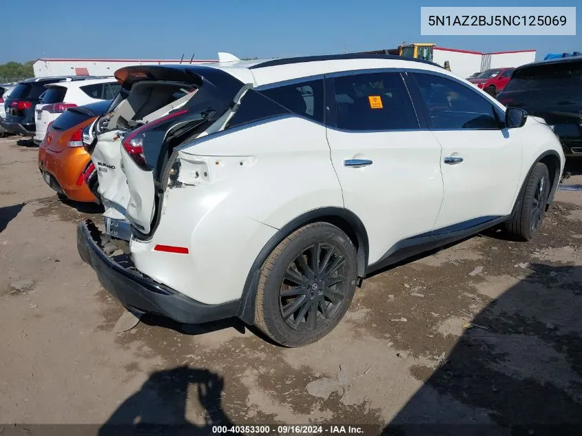 2022 Nissan Murano Sv VIN: 5N1AZ2BJ5NC125069 Lot: 40353300