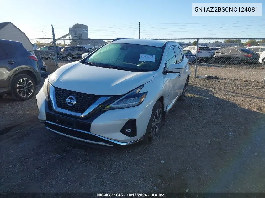 2022 Nissan Murano Sv VIN: 5N1AZ2BS0NC124081 Lot: 40511645