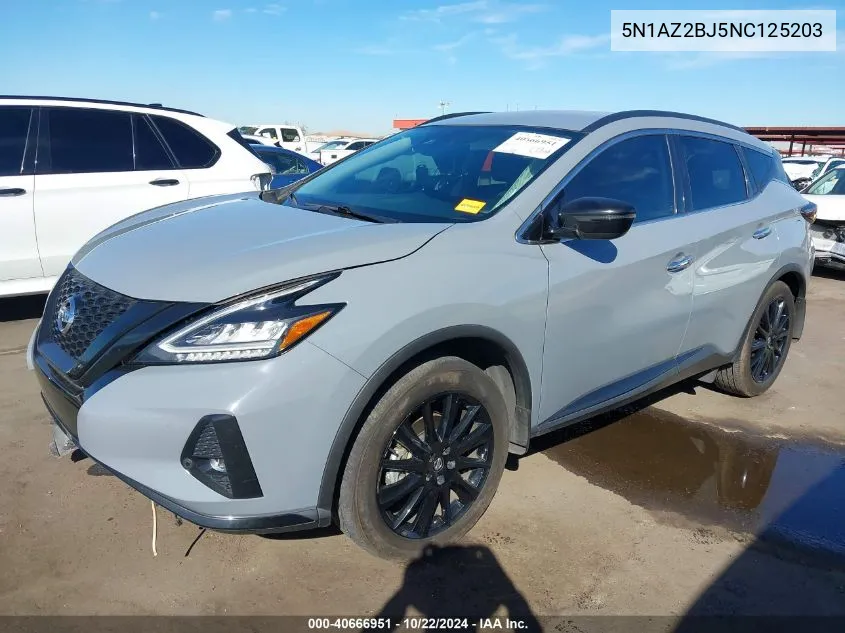 2022 Nissan Murano Sv Fwd VIN: 5N1AZ2BJ5NC125203 Lot: 40666951