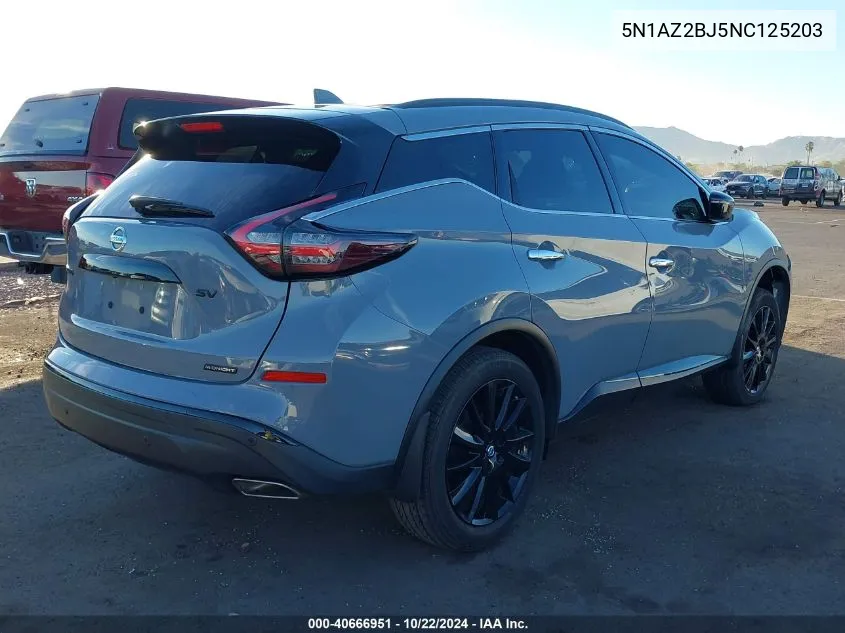 2022 Nissan Murano Sv Fwd VIN: 5N1AZ2BJ5NC125203 Lot: 40666951