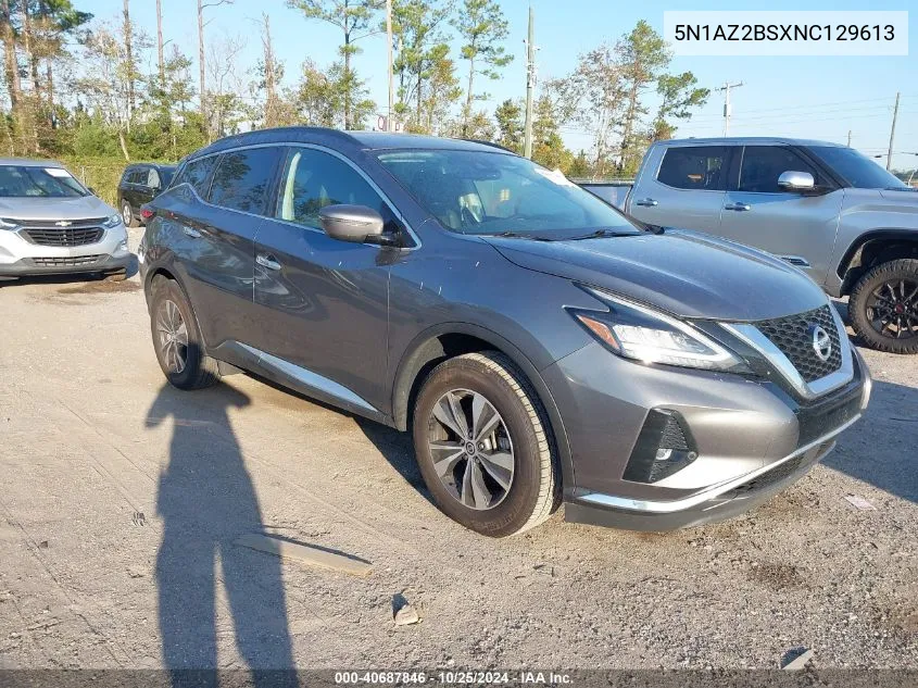 2022 Nissan Murano Sv VIN: 5N1AZ2BSXNC129613 Lot: 40687846