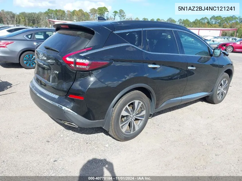 2022 Nissan Murano Sv Fwd VIN: 5N1AZ2BJ4NC121241 Lot: 40770184