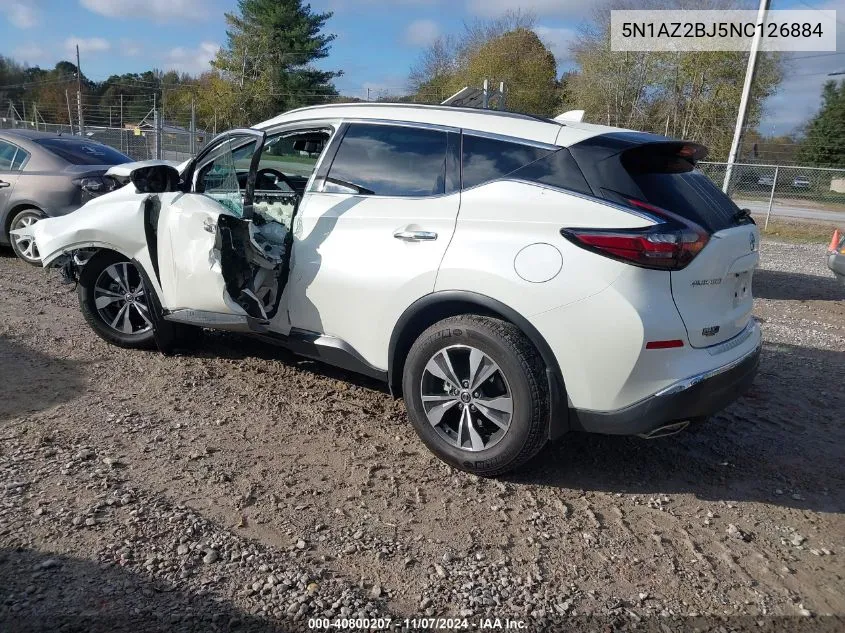 2022 Nissan Murano Sv Fwd VIN: 5N1AZ2BJ5NC126884 Lot: 40800207