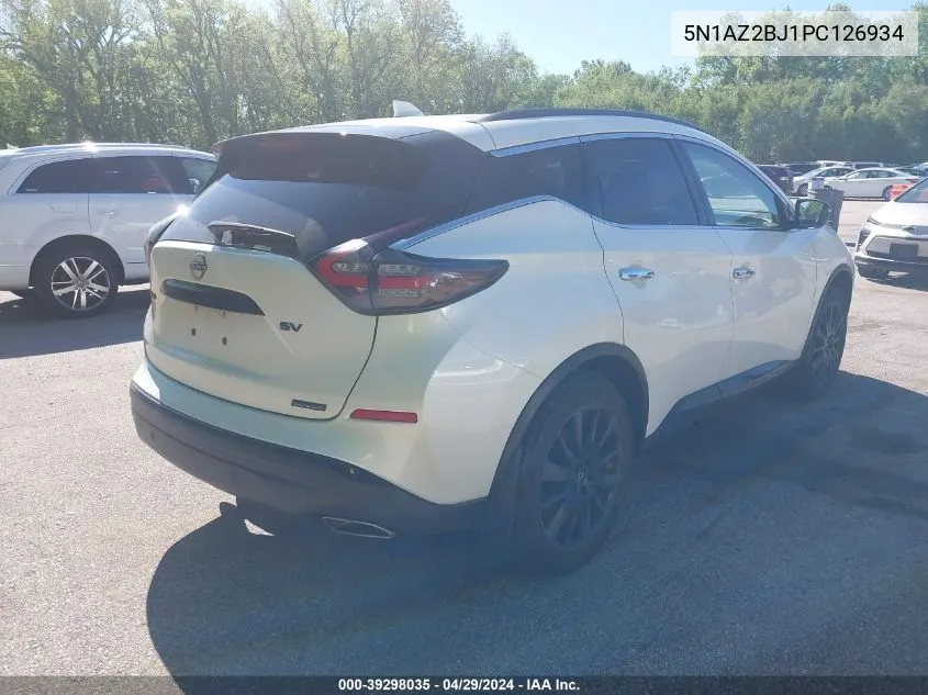 2023 Nissan Murano Sv Fwd VIN: 5N1AZ2BJ1PC126934 Lot: 39298035