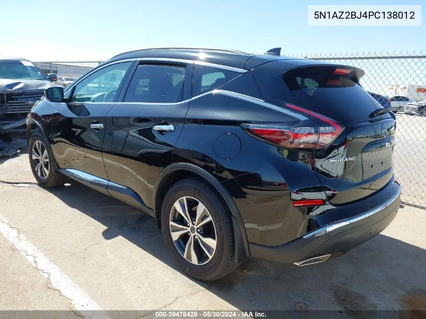 2023 Nissan Murano Sv Fwd VIN: 5N1AZ2BJ4PC138012 Lot: 39478428