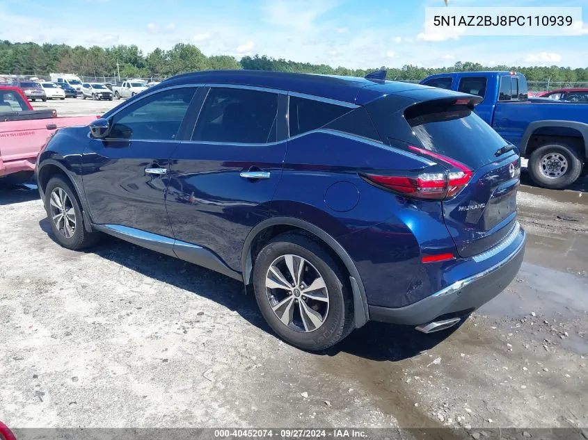 2023 Nissan Murano Sv Fwd VIN: 5N1AZ2BJ8PC110939 Lot: 40452074