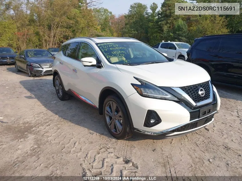 2024 Nissan Murano VIN: 5N1AZ2DS0RC115691 Lot: 12112269