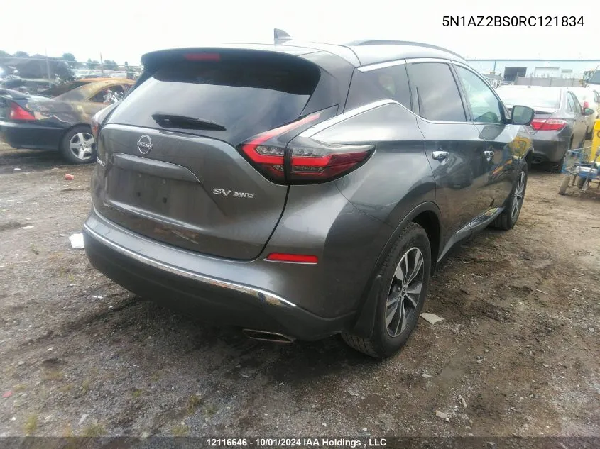 5N1AZ2BS0RC121834 2024 Nissan Murano Sv