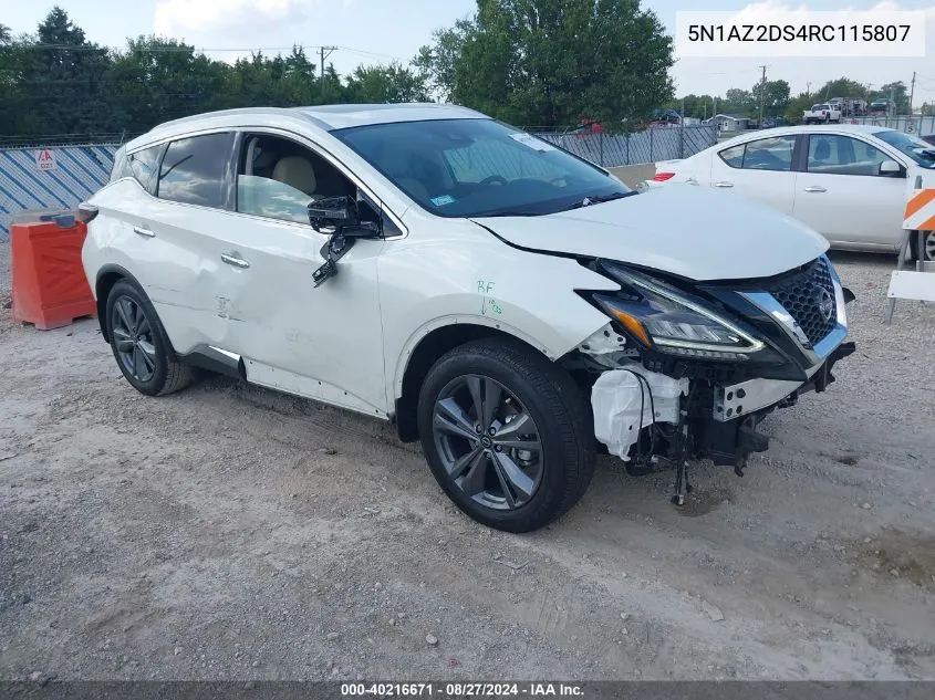 5N1AZ2DS4RC115807 2024 Nissan Murano Platinum Intelligent Awd