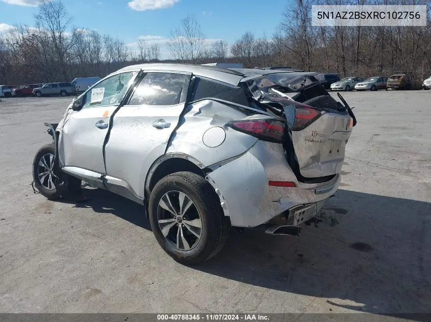 2024 Nissan Murano Sv Intelligent Awd VIN: 5N1AZ2BSXRC102756 Lot: 40788345