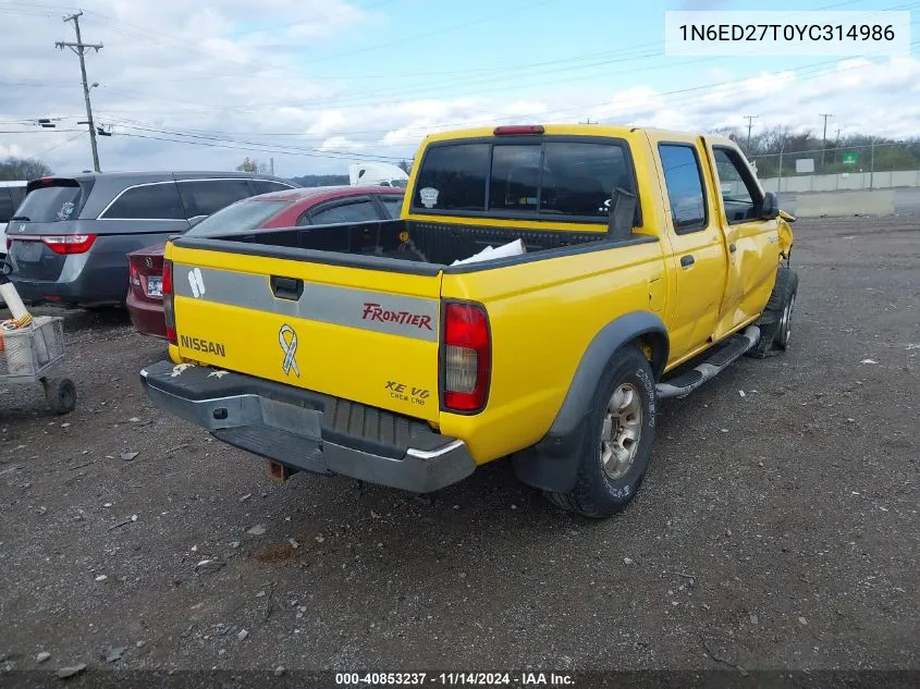 1N6ED27T0YC314986 2000 Nissan Frontier Se/Se-V6/Xe-V6