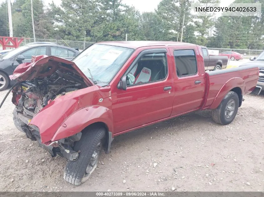 2004 Nissan Frontier Crew Cab Xe V6 VIN: 1N6ED29Y94C402633 Lot: 40273389