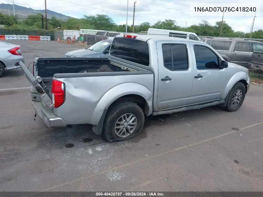 2006 Nissan Frontier Se VIN: 1N6AD07U76C418240 Lot: 40420757