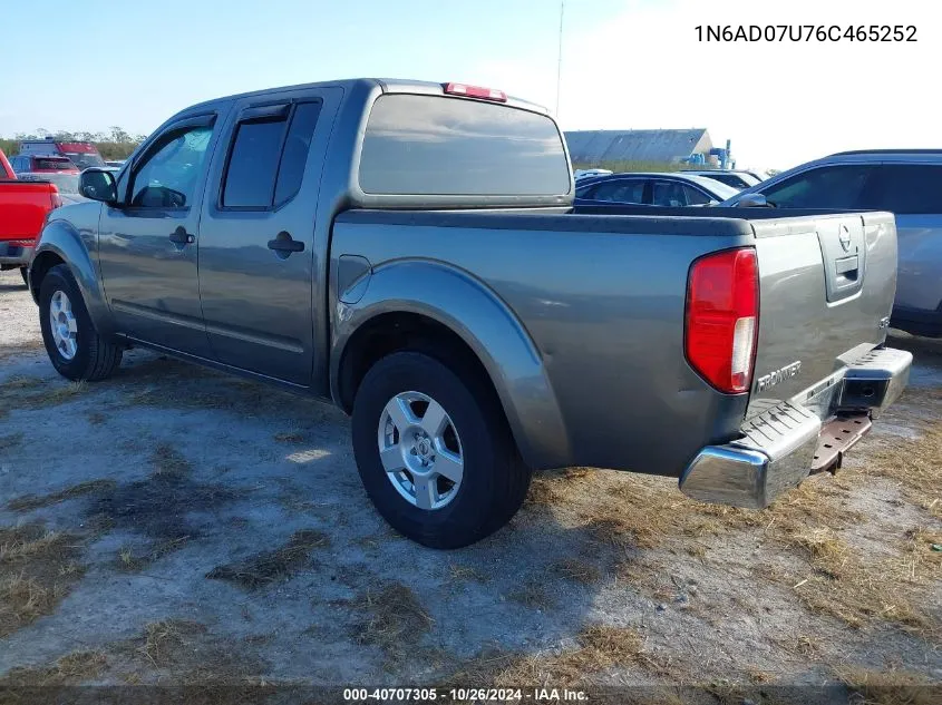 2006 Nissan Frontier Se VIN: 1N6AD07U76C465252 Lot: 40707305