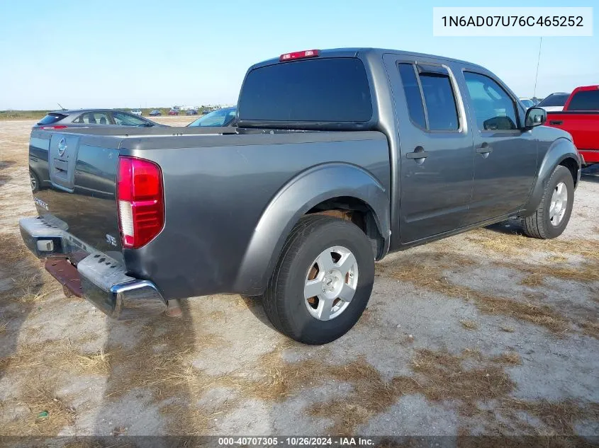 2006 Nissan Frontier Se VIN: 1N6AD07U76C465252 Lot: 40707305