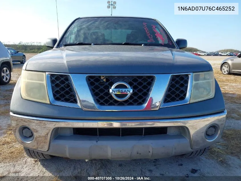 2006 Nissan Frontier Se VIN: 1N6AD07U76C465252 Lot: 40707305