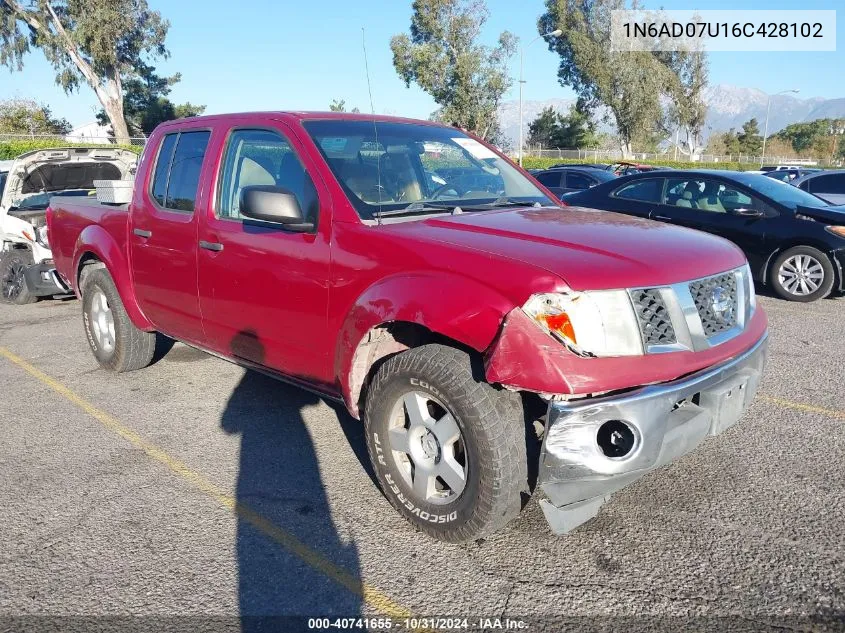 2006 Nissan Frontier Se VIN: 1N6AD07U16C428102 Lot: 40741655