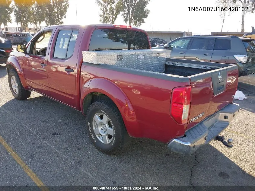 2006 Nissan Frontier Se VIN: 1N6AD07U16C428102 Lot: 40741655