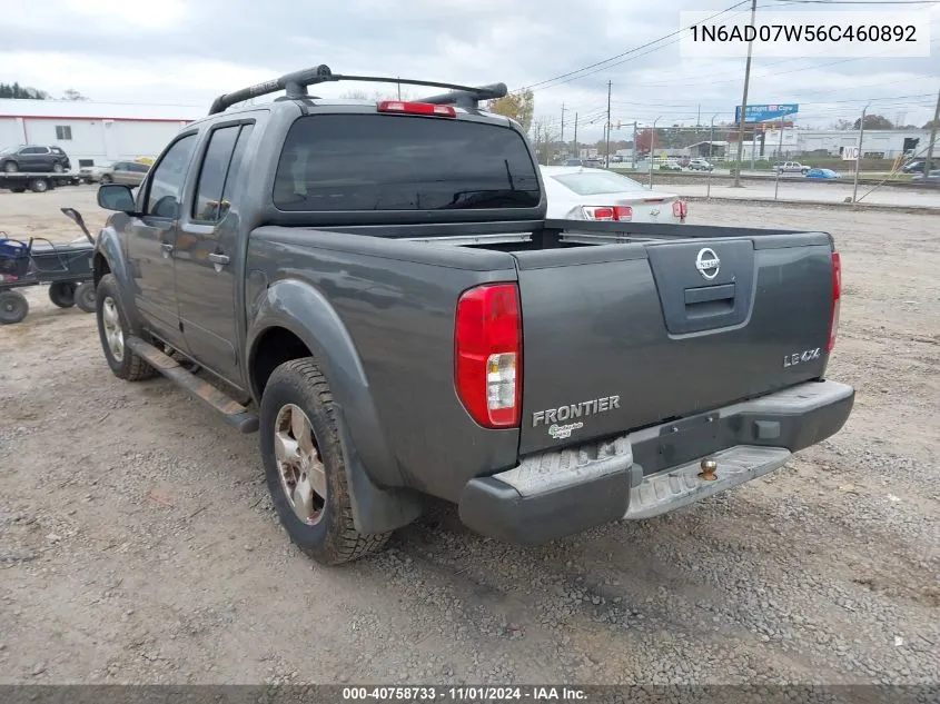 2006 Nissan Frontier Le VIN: 1N6AD07W56C460892 Lot: 40758733