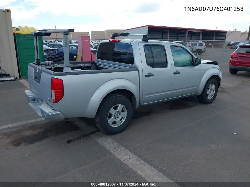 2006 Nissan Frontier Se VIN: 1N6AD07U76C401258 Lot: 40812637