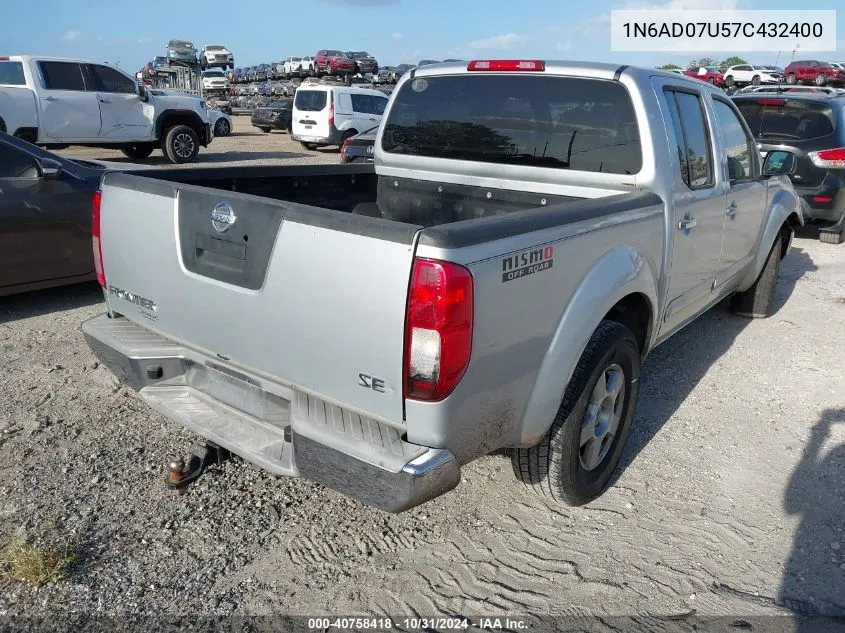 2007 Nissan Frontier Se VIN: 1N6AD07U57C432400 Lot: 40758418